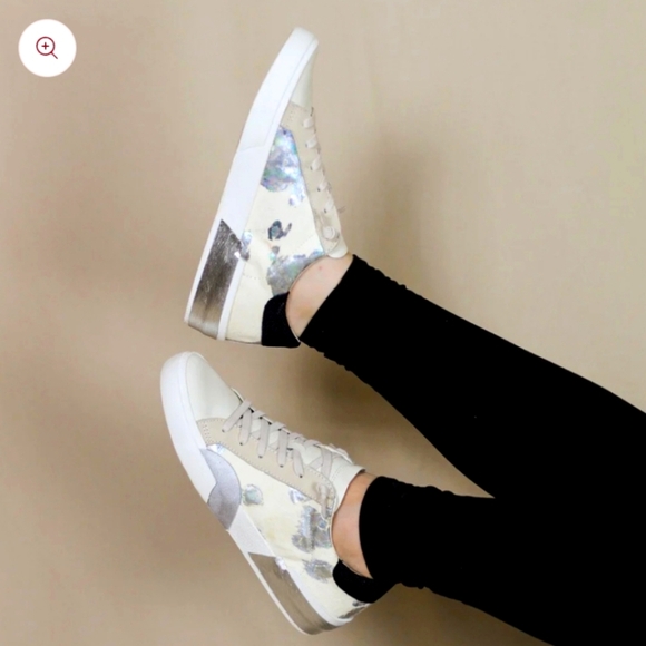 DOLCE VITA Zina Silver Iridescent Calf Hair Sneakers - Picture 1 of 13
